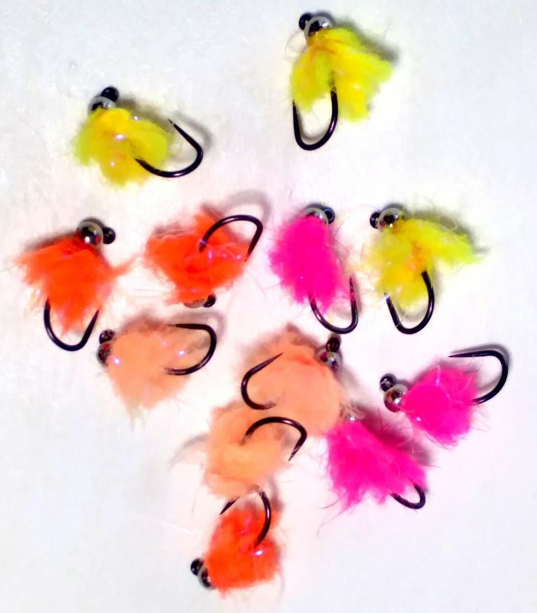 12 Mosche Da Pesca A Mosca Tungsteno Eggstasy, Modello Uovo, Colore Sunburst Giallo, Amo #14