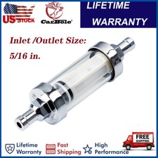516 Inlet See-through Glass Petrol Diesel Inline Fuel Filter Reusable Washable