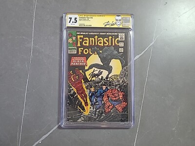 Fantastic Four #52 1966 CGC 7.5 SS 1st. App Black Panther Signiert Von Stan Lee