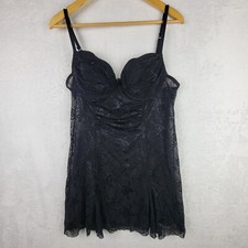 Rampage Babydoll Lingerie Nightie Sz 1X Sheer Black Lace Mesh Romantic Coquette