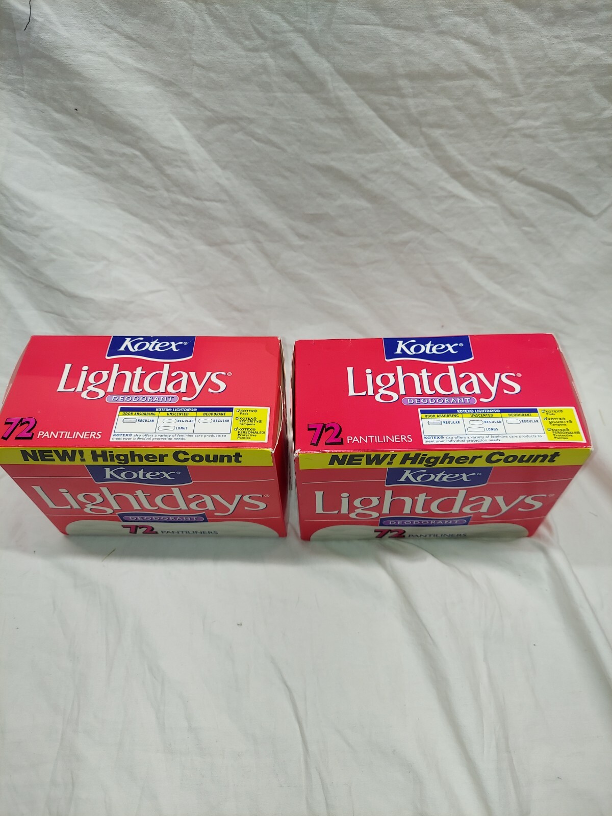 Kotex Lightdays Deodorant 72ct Pantyliners 2 Boxes Vintage 1998 