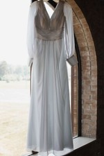 White cuffed long sleeve wedding dress, size small, lightweight, worn once.