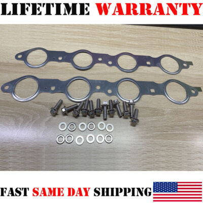 LS MLS Exhaust Manifold Header Gasket Pair W/Bolts For LS1 4.8 5.3 5.7 6.0 6.2L