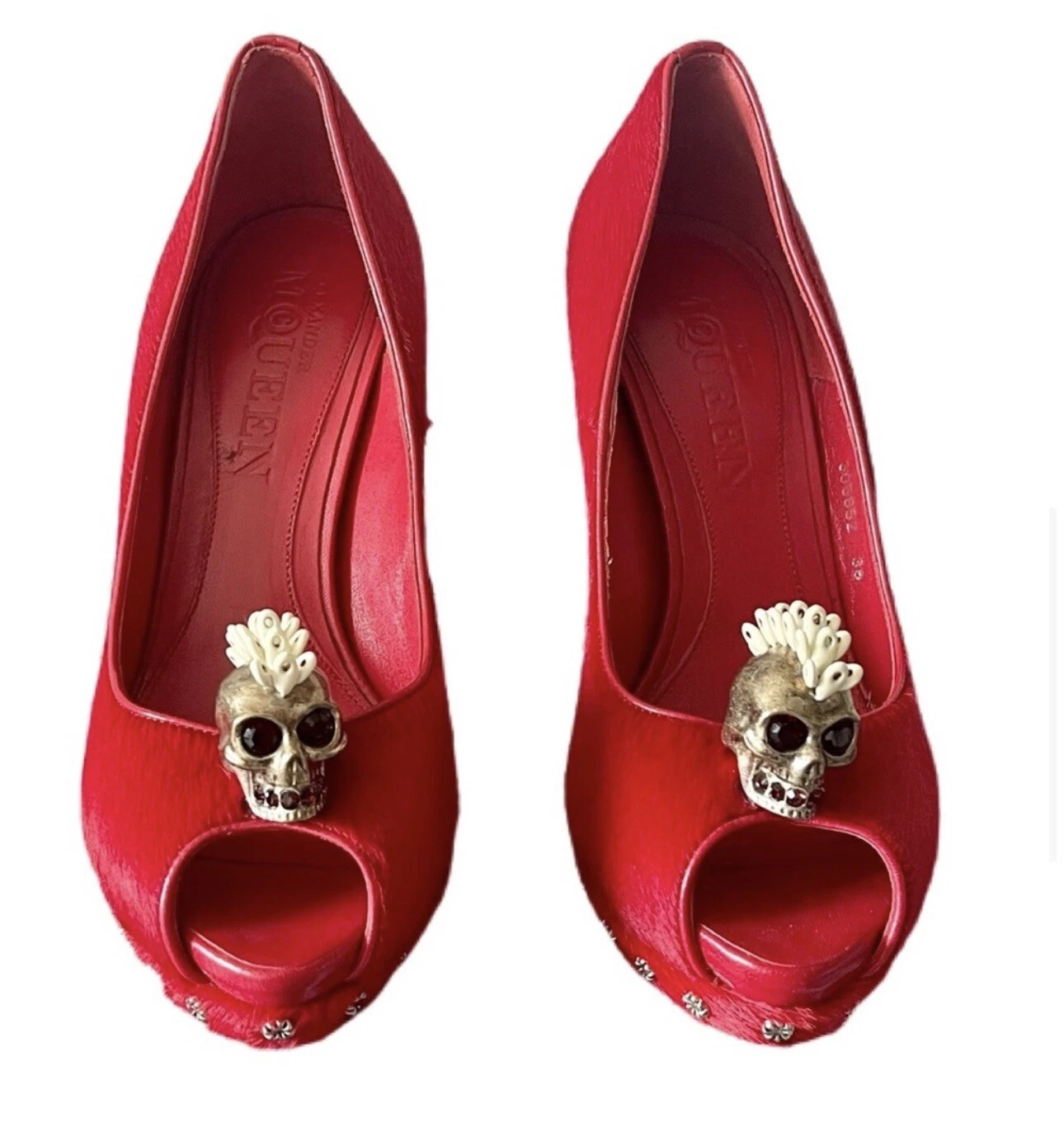 Alexander McQueen capelli pony rossi con teschio taglia 38 IOB