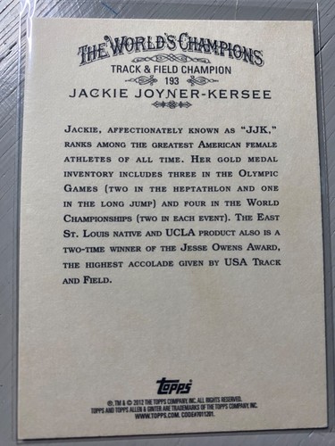 Jackie Joyner-Kersee -Track & Field Champion (Topps Allen & Ginter's Cards #193) - Picture 2 of 2
