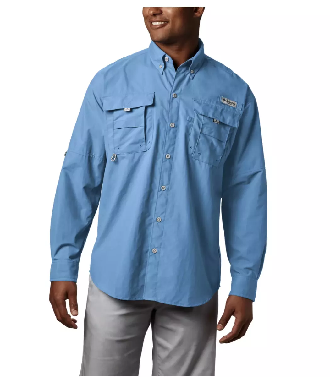 Men's PFG Bahama II Long Sleeve Vented Fishing Shirt - Sail Blue, XL