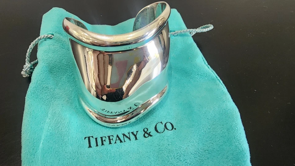 Bracelete de osso direito Tiffany & Co prata esterlina 925 Elsa Peretti 89g