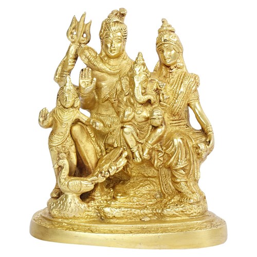 Brass Shiva Parivar Statue Religious Shiv Family Hindu Deities Idols 6 Inch - Picture 2 of 6