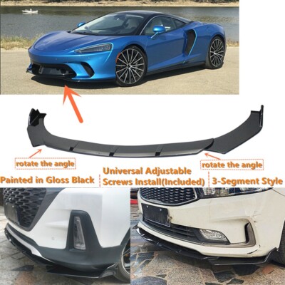 Add-on Universal For 2020-2023 McLaren GT Front Bumper Lip Splitter Glossy Black
