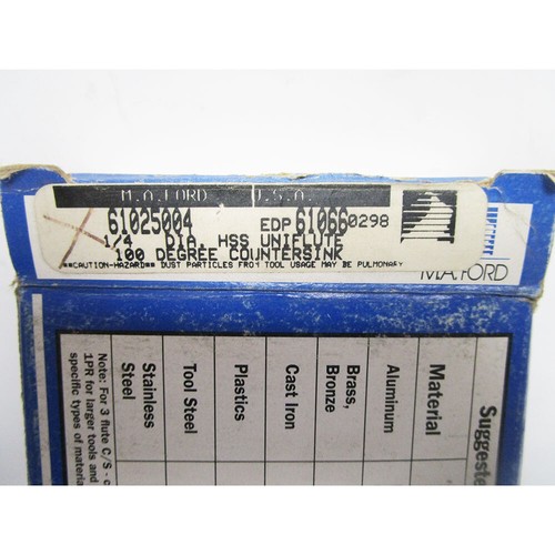MA FORD 1/4 DIA HSS UNIFLUTE 100 DEGREE COUNTERSINK #61066 - Picture 2 of 2