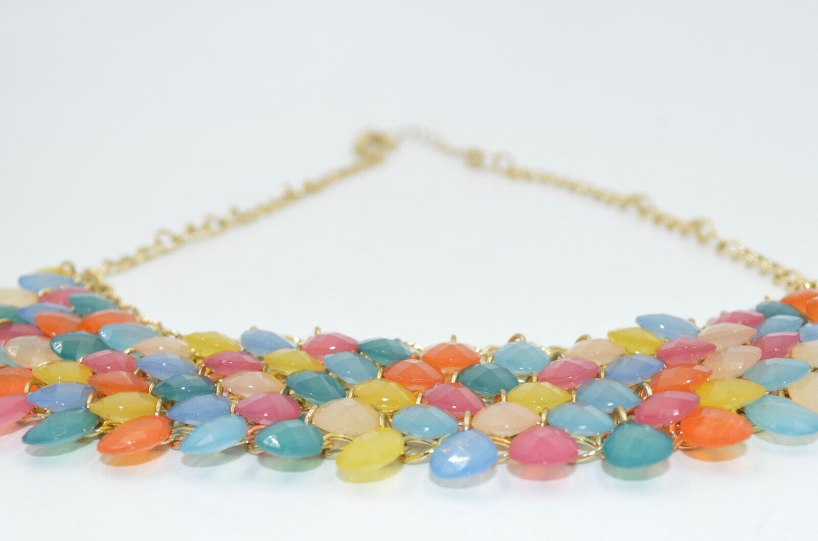 Bold Multicolor Statement Necklace – Faceted Tear… - image 9