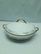 Antique 1919 Serving Dish O P CO Syracuse China Orleans With Lid Bowl Gold Rim 