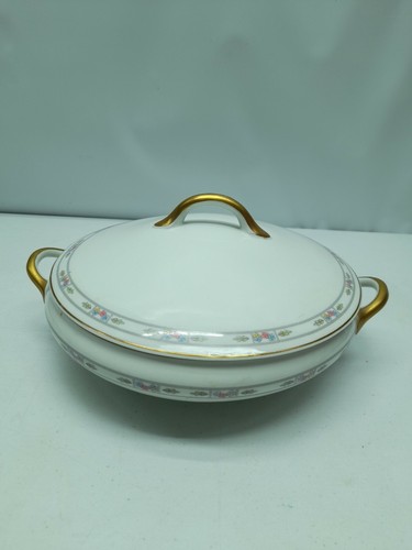 Antique 1919 Serving Dish O P CO Syracuse China Orleans With Lid Bowl Gold Rim