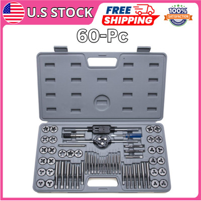 60-Pc Master Tap and Die Set, SAE #4 to 1/2 , M3 to M12, Coarse & Fine Threads