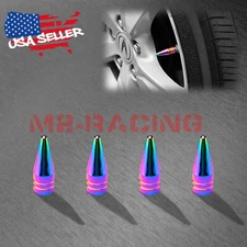 4pcs Neo Chrome Long Spike Valve Stem Caps Metal Thread Set Wheel Tires TVC29