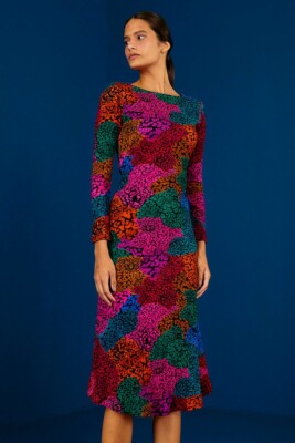 Farm Rio Rainbow Mix Jersey Midi Dress Size L NWT | eBay