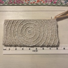 Vintage beaded white wristlet purse clutch