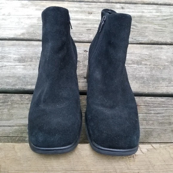 Botines Punk Bratz Vintage Años 90 y2k Cuero Gamuza Negro Tacón Grueso Punta Cuadrada 7 Foto 4 de 4