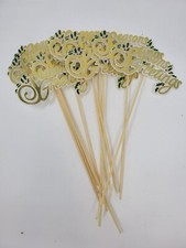 Vintage lot of 11 Plastic Christmas Seasons Greetings Floral Picks Crafts 10"