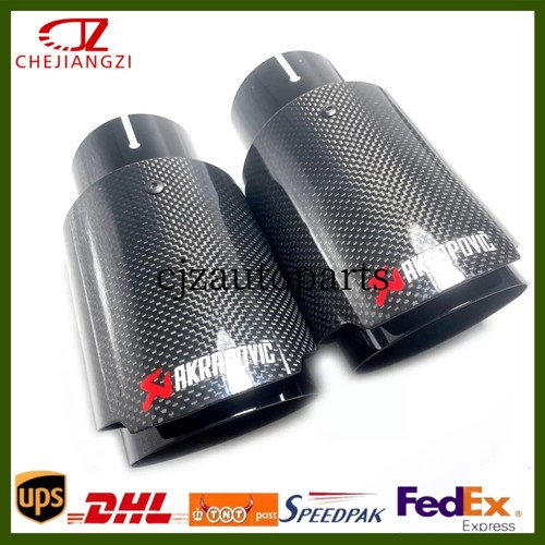 1PCS Glossy Black Carbon Fiber AKRAPOVIC Exhaust Tip 3''/3.5''/4''/4.5''Tailpipe - Picture 3 of 12
