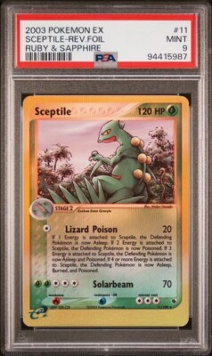 PSA 9 MINT Sceptile Reverse Holo ex Ruby & Sapphire Pokemon Card 11/109 ...