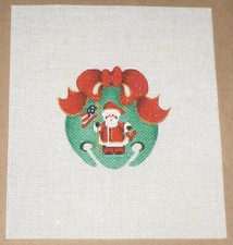 "Patriotic Santa Christmas Bell Ornament" Handpainted Needlepoint Canvas