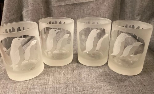 Sculpta mattiert doppelt altmodisch Pinguin Bargeschirr Gläser 4er Set EUC - Bild 7 von 7