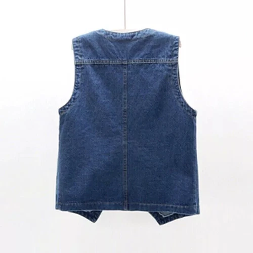 UK Classic Women Denim Waistcoat Gilet Vest Jeans Sleeveless Jacket Tops Casual - Picture 10 of 26