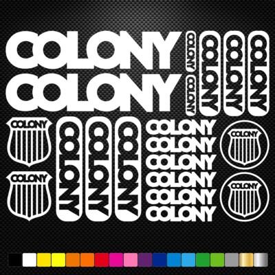 COLONY - 20 Vinyl Decals Stickers Sheet Bike Frame Cycle Cycling Bicycle