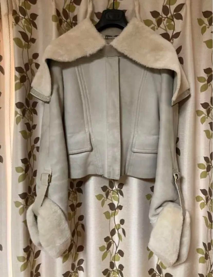 GUCCI Mouton Sheep Leather Jacket Blouson Women Size 38 From Japan Genuine USED
