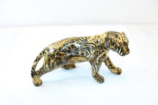 Figurine vintage céramique guépard léopard multi marron noir patchwork animaux