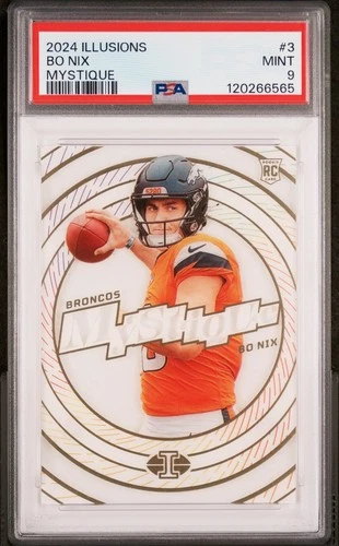 Bo Nix 2024 Panini Illusions Mystique #3 MINT PSA 9 Acetate RC