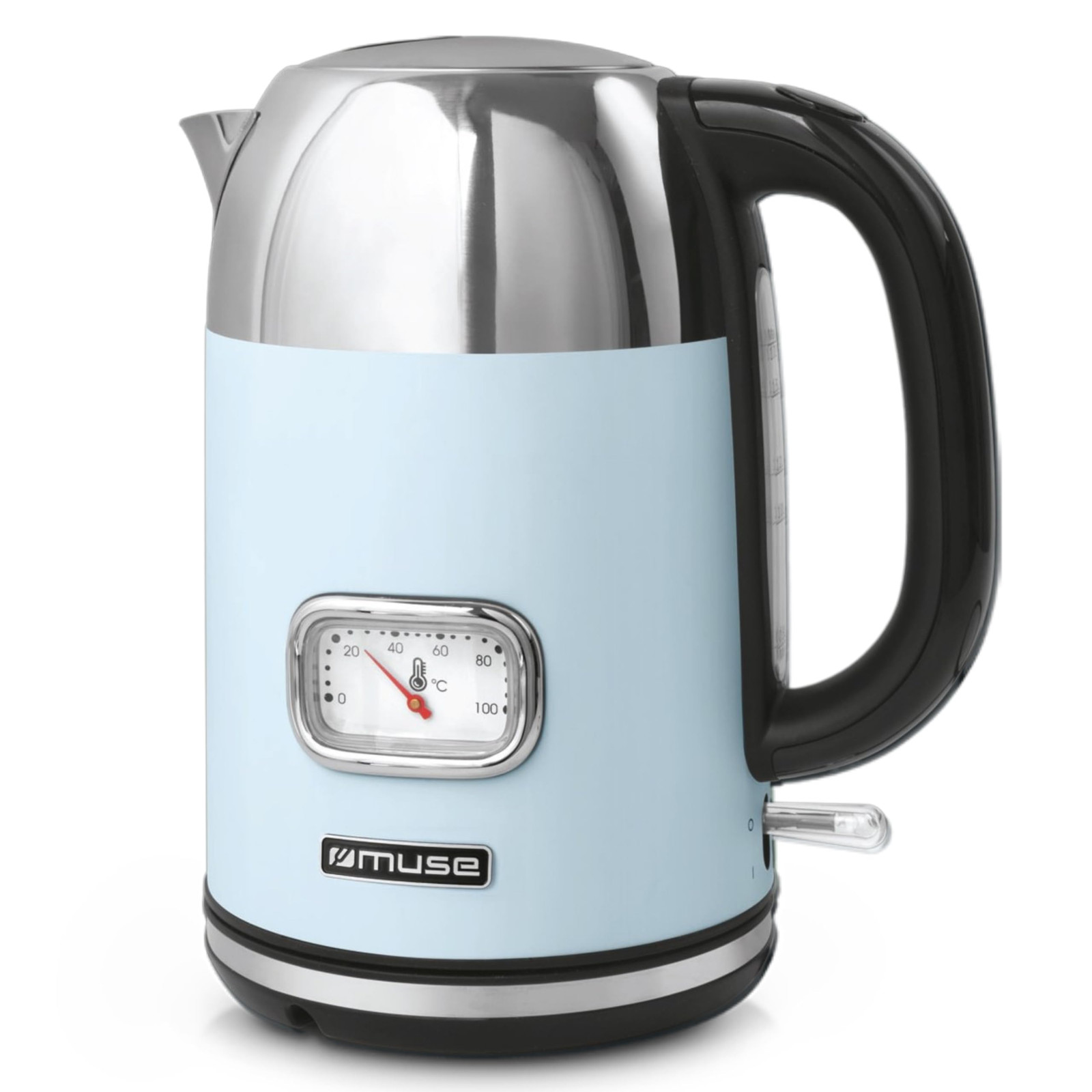 Bollitore Elettrico Muse 1.7L Acciaio Inox Design Retrò Nero/Oro