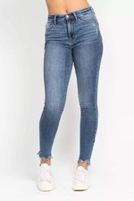Judy Blue High Waist Skinny Jeans with Destroy  Shark Bit Hem