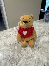 Winnie The Pooh in Red Heart Sweater 7" Plush Bean Stuffed Animal Walt Disney Co