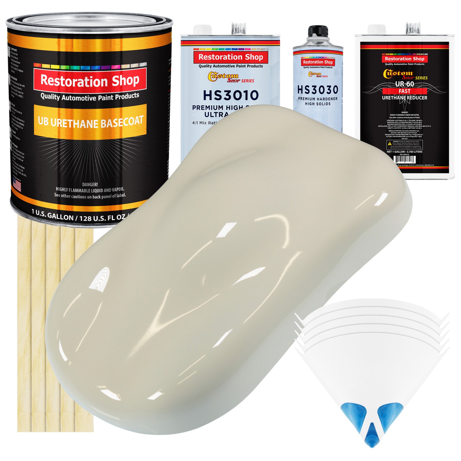 Premium Fast-Dry Urethane Basecoat Auto Paint Kit - Performance Bright White Gallon