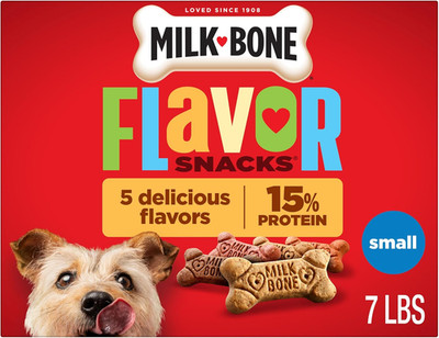 Milk-Bone Flavor Snacks Small Dog Biscuits, Flavored Crunchy Dog Treats, 7 Pound
