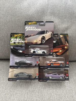 Hot Wheels Car Culture Fast & Furious Mix K - Mazda Nissan Dodge Alfa- SET OF 5