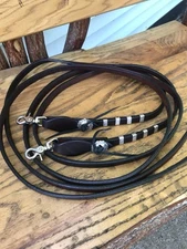 CUSTOM MADE STERLING SILVER DARK OIL SHOW SPLIT REINS HORSE TACK