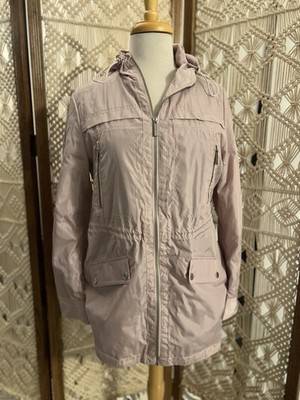 Michael Kors Cinched Waist Women s Lavender Hooded Rain Jacket Size M