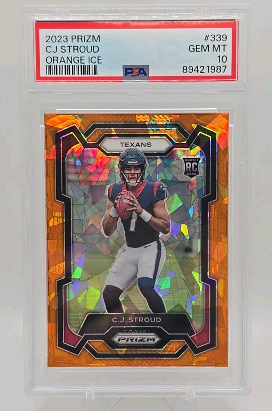 428715 2023 Panini Prizm #339 CJ C.J. Stroud Orange Ice Houston Texans RC PSA 10