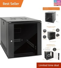 12U Wall Mount Server Cabinet IT Network Rack Enclosure Lockable Door and Sid...