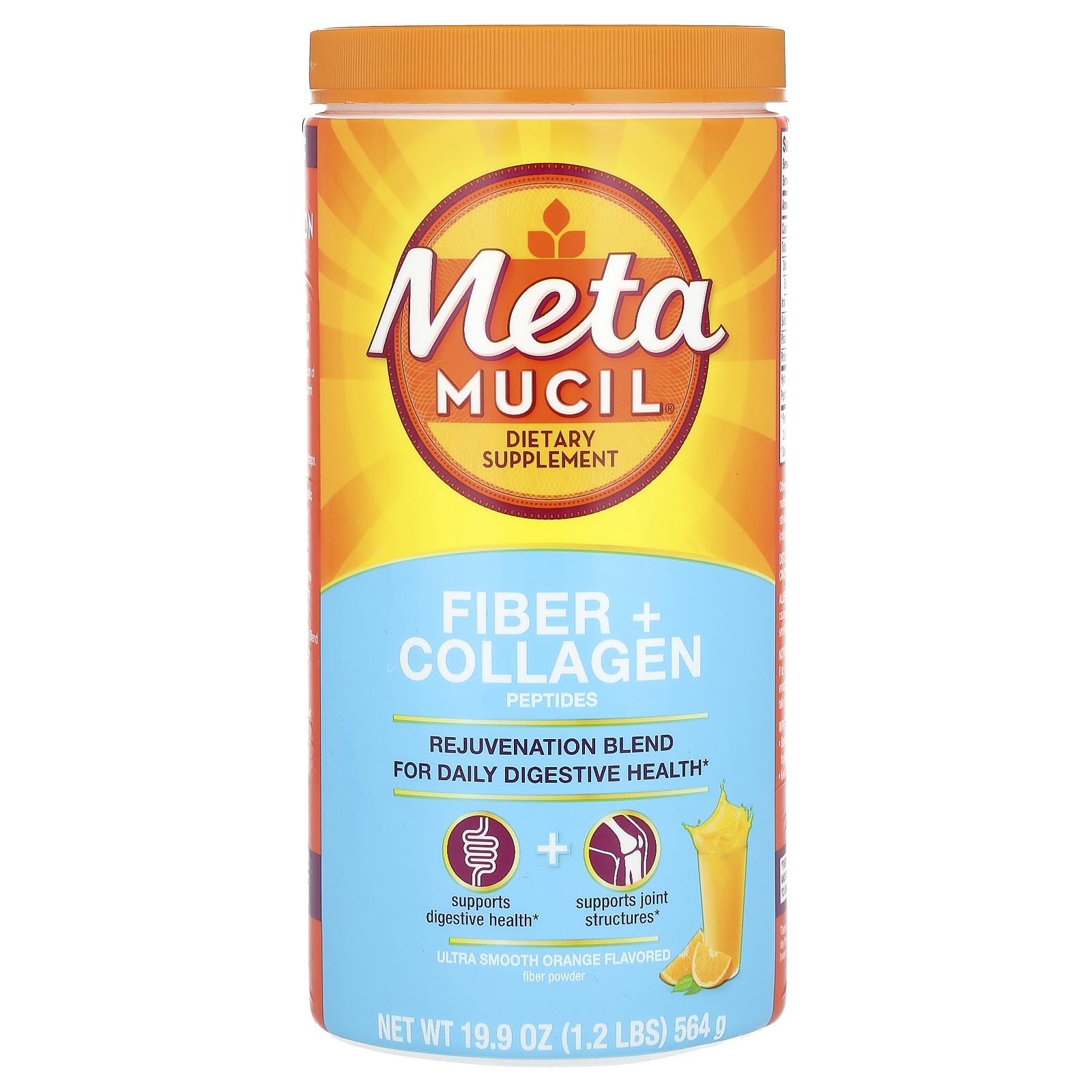 Fiber + Collagen Peptides, Ultra Smooth Orange, 19.9 oz (564 g)