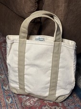 LL Bean Boat and Tote Bag Canyon Khaki Natural Canvas USA Made Small