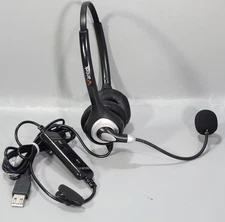 Wantek Headset Wired USB Dual Earmuff In-line Control Mic Mute Vol Control UC602