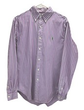 Ralph Lauren Mens Classic Fit Purple Striped Button-Down Shirt Size 15.5