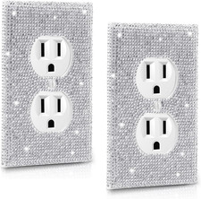 Outlet Covers.2 Pack Shiny Rhinestones Wall Plate Rhinestones Light Switch Cover
