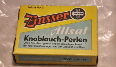 Zinsser Allsat Knoblauch-Perlen DDR Restinhalt ''GERMED''