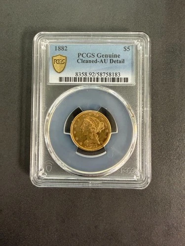 1862 $5 Liberty Head Half Gold Eagle | PCGS Genuine Cleaned-AU Detail