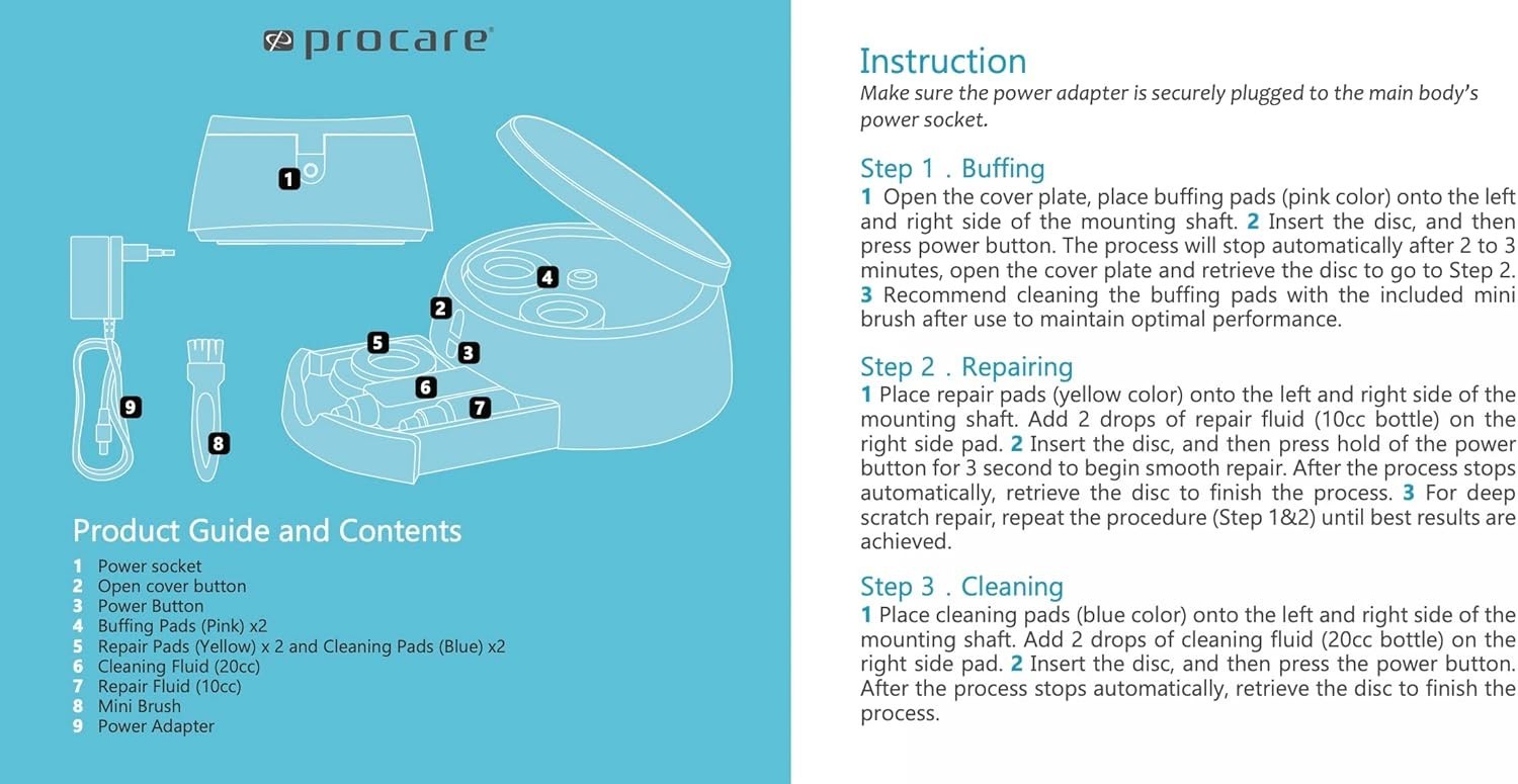 ProcareSelect 3-in-1 Disc Cleaning, Repair, and Maintenance Kit for All Formats